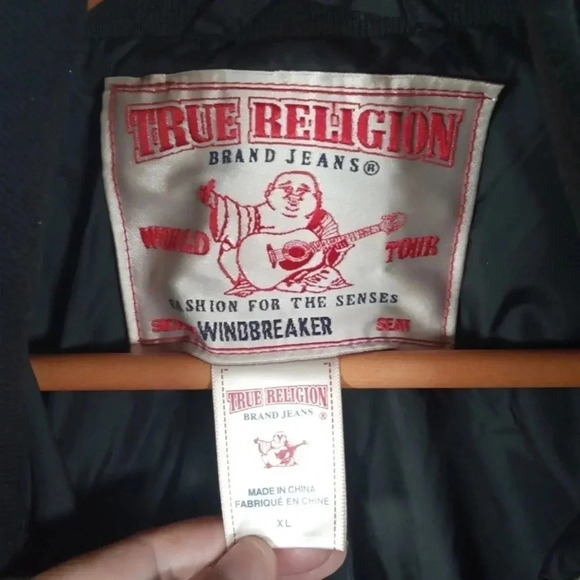 True Religion windbreaker men's Striped sleeve size extra large - Picture 3 of 8
